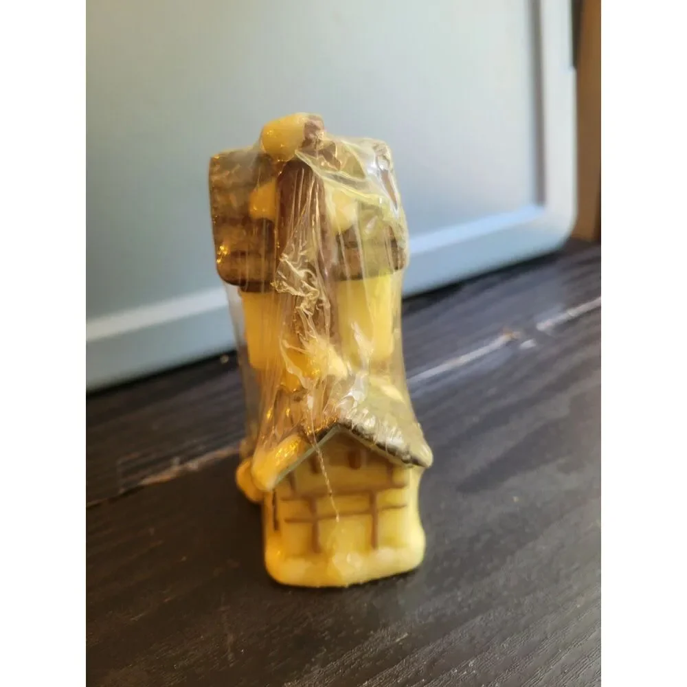 Vintage Grist Mill Candle Novelty Waterwheel House Wax Figurine Sealed